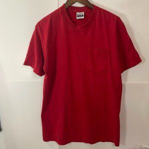 Vintage Key Elements Pocket T Shirt Medium Made In USA Solid Red